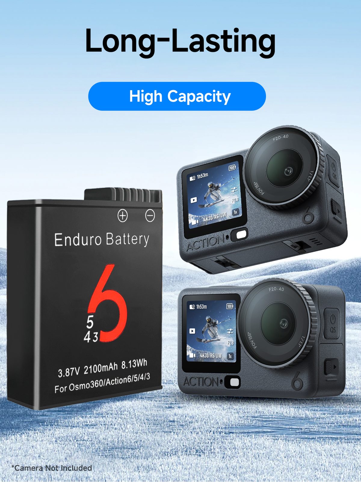Action6 Replacement Battery, 2100mAh, for DJI Osmo360 Action6/5/4/3